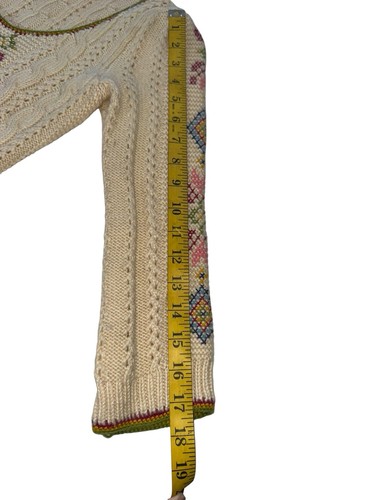 Anthropologie Guinevere Vtg Inspired Cross Stitch Cable Knit Cardigan Sweater Sm - Picture 4 of 19