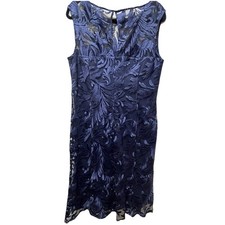 New Onyx Nite Navy Blue Midi Lace sleeveless Dress 16 NWT $140 Classy Glam Chick