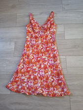 Express Vintage Orange Floral Frilled Dress Holiday Party Boho 1990's UK4