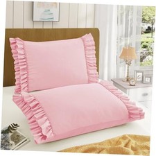 Ruffled Pillow Cases Set of 2, Standard Standard - 20 x 26 Inch Pink
