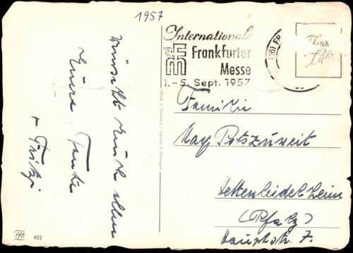 Gratulacje Wielkanoc (Wielkanoc) Zając wielkanocny w gnieździe z jajkami wielkanocnymi 1957 - Zdjęcie 3 z 3