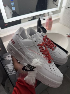 Nike Air Force 1 Supreme Low Box Logo White Red CU9225-100 Men's Sneakers