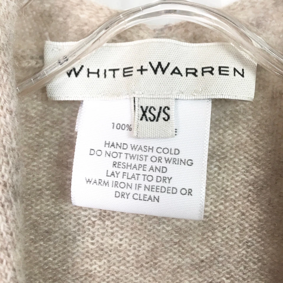 Poncho abierto blanco + Warren XS S tejido cachemir capa chal envolvente beige tostado Foto 2 de 4