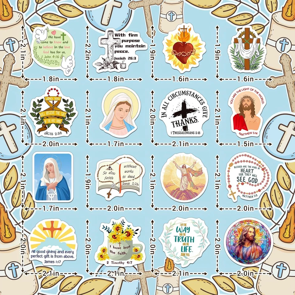 300 PIEZAS Pegatinas Católicas, Pegatinas Religiosas para Botellas de Agua Laptop Católica  Foto 2 de 4