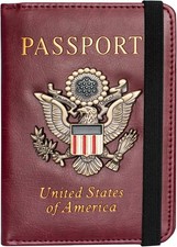 Passport Holder Cover and Card Case Slot Combo RFID Blocking Leather Travel Pass