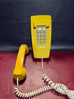 Bell System by Western Electric Wall Home Telephone PUSH BUTTON Yellow 2554bmp