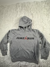 Jordan Jumpman Hoodie Youth XL Gray Pullover Sweatshirt Fleece Logo Athletic