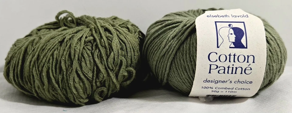 Lote de 2 hilos de patiné de algodón Lavold Elsebeth #9 verde salvia 100 % algodón peinado 50 g Foto 2 de 4