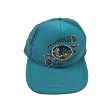 VTG 70s 80s Nissin HAWAII Blue Retro Foam Mesh Trucker Snapback Hat Cap Ocean