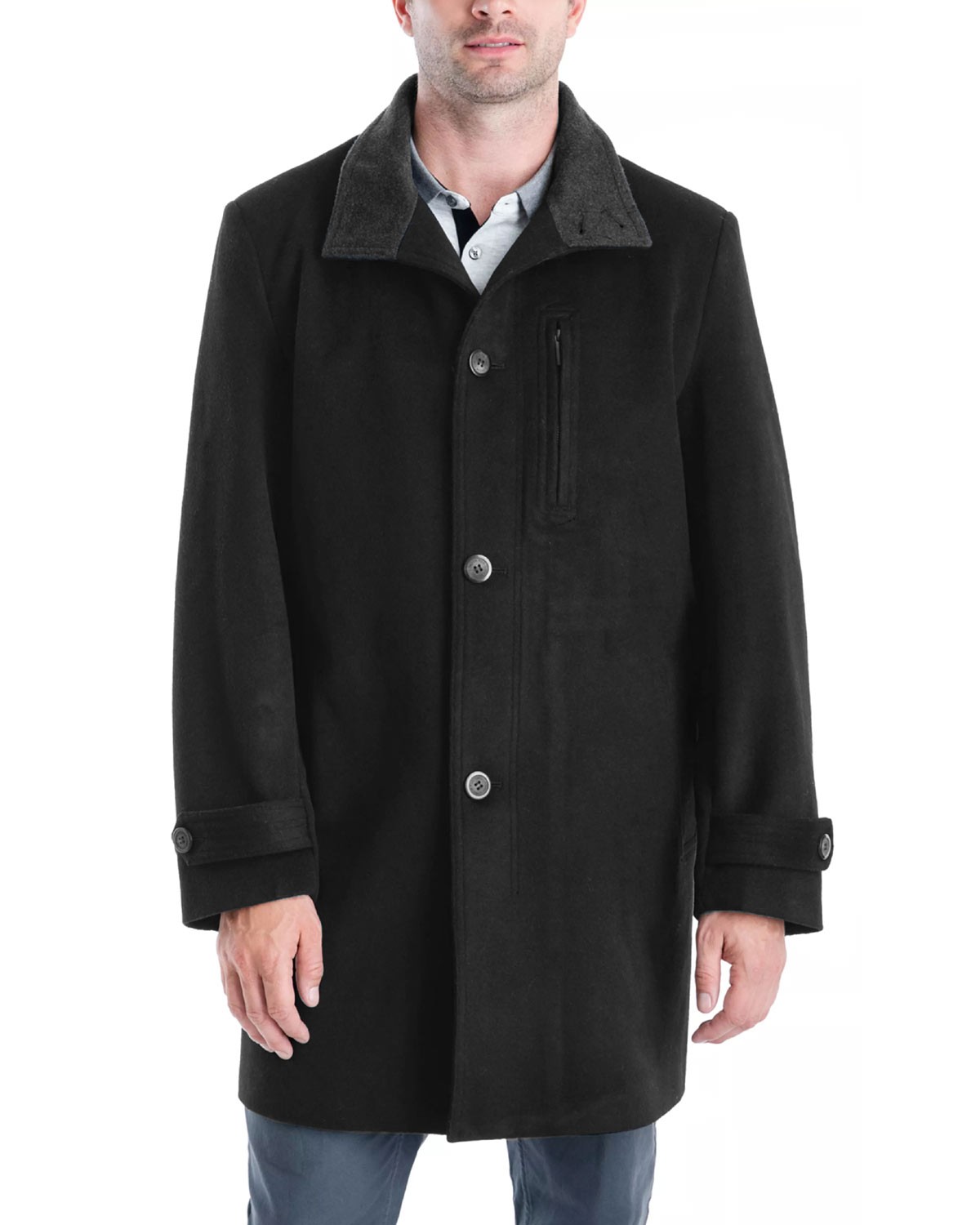 Фирменное мужское шерстяное пальто Clark из смеси шерсти London Fog 36, короткое черное