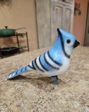 Doskonały vintage szklany zacisk na bluejay ptak do dekoracji kąpieli ptaków