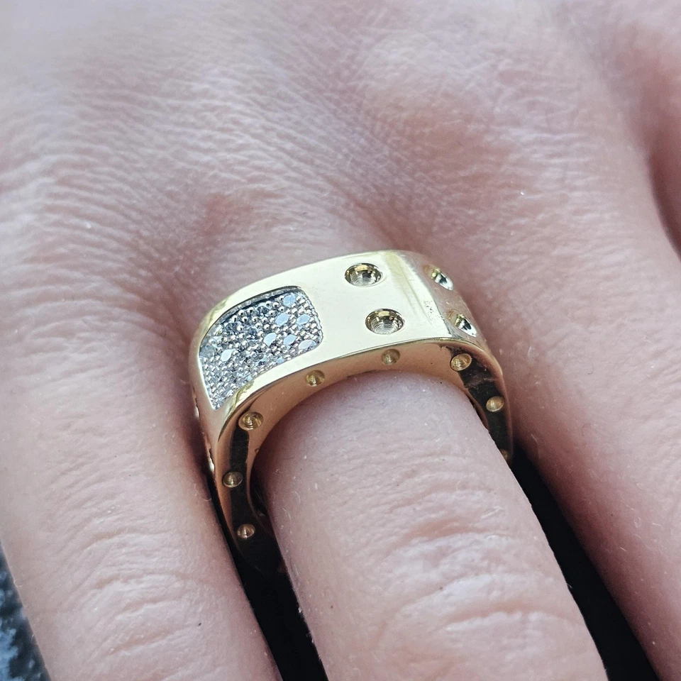 Anillo Roberto Coin Pois Moisés Doble Fila Diamante Oro 18k Talla 6 10.8g Foto 4 de 4