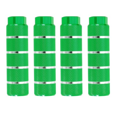 4 Pack Aluminum Alloy  Stripe Bike Pegs Fit 3/8 Inch Axles, Green