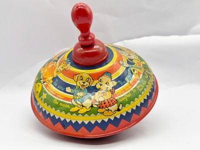VINTAGE CHAD VALLEY BLECHKREISEL KINDERREIM KUH ÜBER MOND GESPRUNGEN SPIELZEUG
