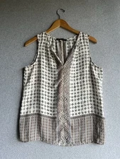 Rose & Olive Blouse Womens L Tank Geometric Lightweight Boho Chic