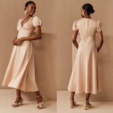 BHLDN x SACHIN & BABI Shelley Satin Midi Dress Oyster {W45}