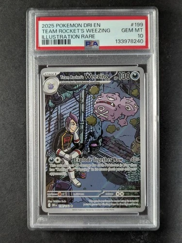 2025 Pokemon TEAM ROCKET'S WEEZING #199/182 Destined Rivals Illus. Rare PSA 10
