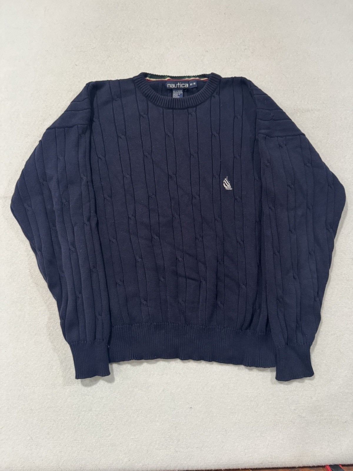 Nautica Blue Crewneck Cable Knit Sweater Men’s M