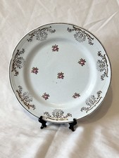 Barratts Delphatic Blue Plate Pink Rose Gold Gilt Trim Vintage England 17 CM