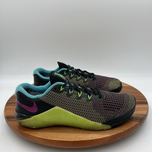 Size 8.5 Nike Womens Metcon 5 AMP Black/green/blue/pink Training Sneakers Shoes