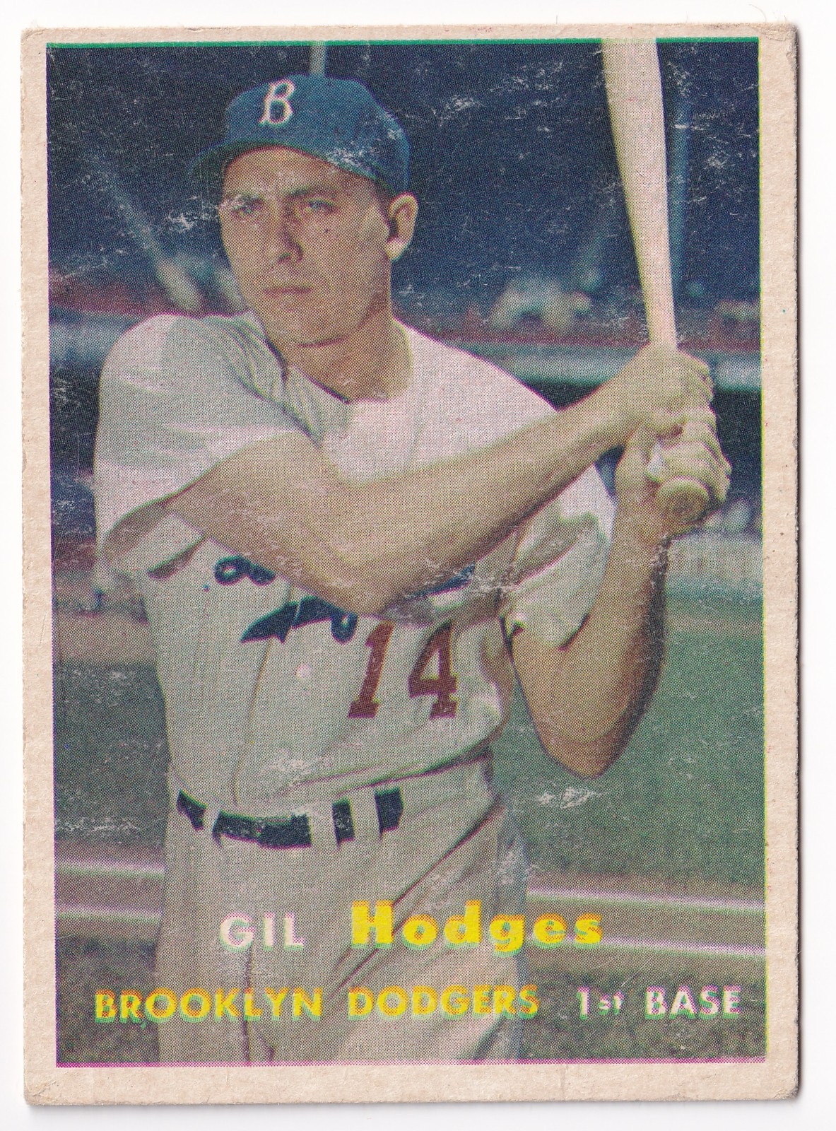 1957 Topps Gil Hodges VG Condition. No Creases. Ships Free!