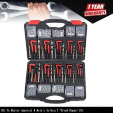 261 Pieces Thread Repair Kit Helicoil Repair Tools Kit Imperial & Metric New