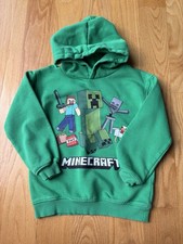 H M Minecraft Hoodie Kids Bright Green Boys Pullover Game Sweatshirt Size 6/7