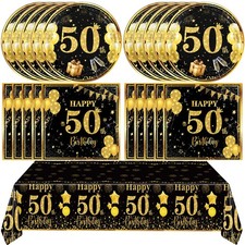 41Pcs 50th Birthday Decorations for Men Women,Black Gold 50th Year Old Party ...