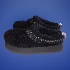 UGG TAZZ UGG BRAID BLACK SHEEPSKIN PLATFORM WOMEN'S SLIPPERS Sz US 10 /EU 41 NEW