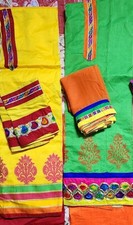 3 Peice Silk Blend Unstitched open fabric Salwar Kameez dupatta suit Set