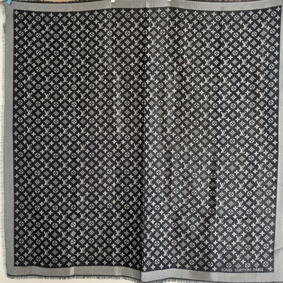 Authentic Shawl Louis Vuitton Black Shine Monogram 140cm Scarf | eBay