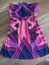 Express Vintage Pink & Purple Chevron Dress Size Med.