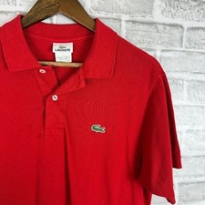 Lacoste Authentic Classic Red Casual Collared Polo Shirt Mens 4 / MEDIUM