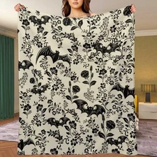 Bat Flower Throw Blanket for Teens Boys Girls and Adults Soft Warm Cozy Funny...