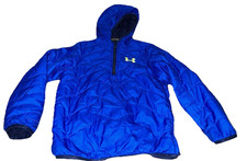 Under Armour Pullover 1/4 Zip Jacket Youth Sz Small Big Boys Blue Loose Fit Hood
