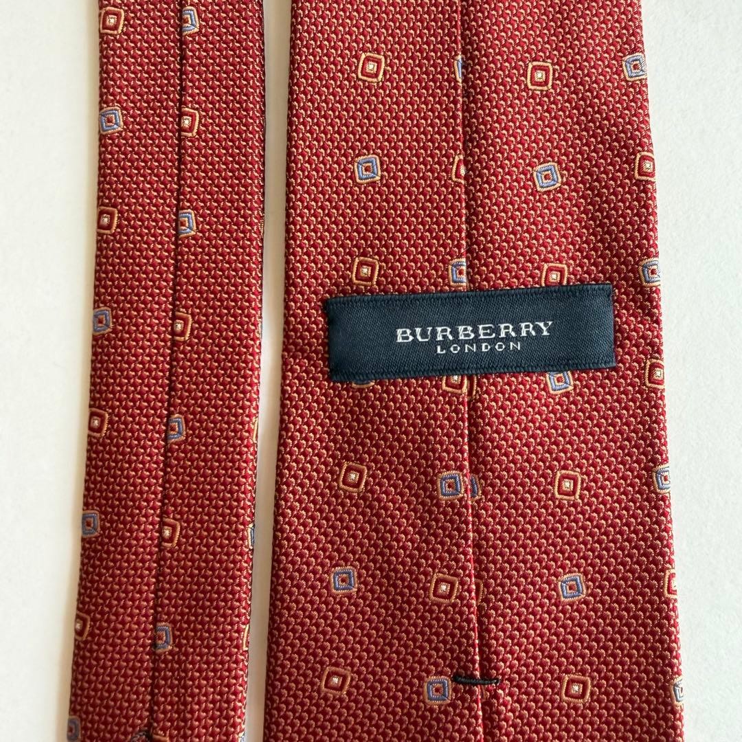 Burberry Geometric Pattern Red Orange Square Tie … - image 6