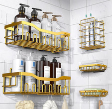 XL 5 Pack Adhesive Shower Caddy Organizer No Drill Bathroom Kitchen Shelf