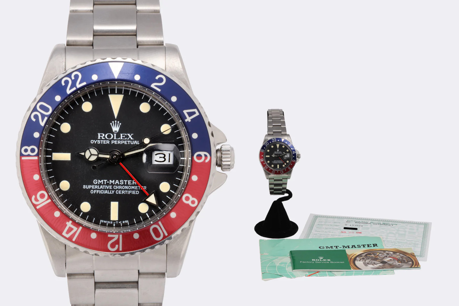 Vintage Rolex GMT-Master 1675 Pepsi 40mm Stainless Steel 1965 Watch w/ Papers