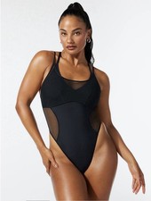 Savage X Fenty One on One Black Sport Thong Bodysuit Size M Adjustable Straps