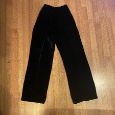 Women  s Vintage 1960/1970s Black Velvet Elastic Waist Pants Size Small Wide Leg