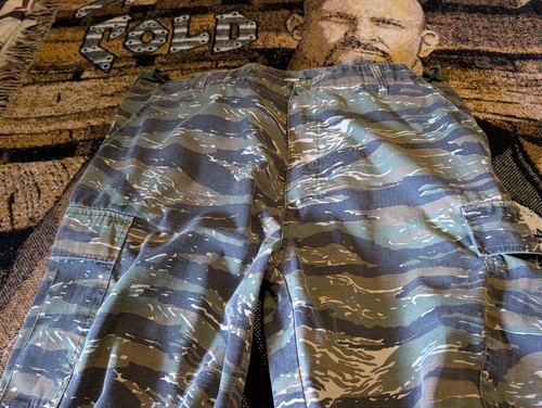 Teesar Pants Mens XL Green Camo Tiger Stripe Military Ripstop Durable Cargo - Picture 10 of 19