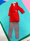 Vintage Barbie Red For Rain #3409 Raincoat  Open road pants and  white blouse