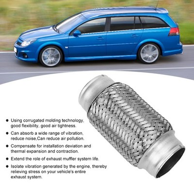 2 X 6in Car Exhaust Flexible Pipe Stainless Steel Weld Joint Tube Auto
