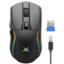 TECKNET Wireless Gaming Mouse RGB Bluetooth 5.0/2.4G/USB-C, 24000 DPI, Progra...