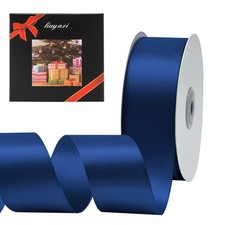 Double Faced Satin Ribbon 1-1/2 Inch x 50 Yards Navy Blue Solid Color Gift Wrap