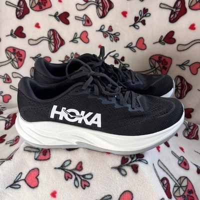 HOKA Rincon 4 Men's Running Shoes Black White Mesh US 9.5 Lace Up Low Top