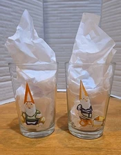 French Gnome Juice Glass Set Vintage Retro Shabby Chic Unique Fantasy 
