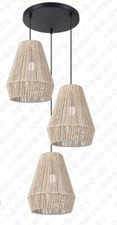 Neuer Boho-Kronleuchter mit 3 Schirmen – Jute/Rattan – Boho-Stil, umweltfreundli