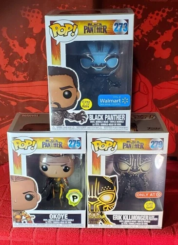 Funko Pop Marvel - BLACK PANTHER GITD #273, OKOYE #275 & KILLMONGER GITD #279