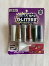 Horizon Extra Fine Glitter ( 6 glitter tubes and 1 funnel ) Art Craft School NEW